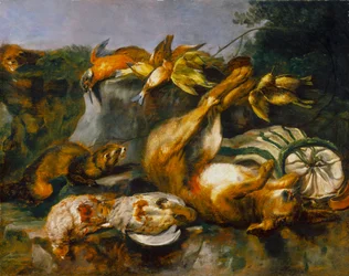 Jogo Morto e doninhas, c.1642 (óleo sobre painel de masonite revestido de carvalho)